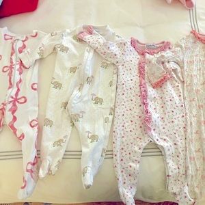 Baby Girl Footed Jammie / Romper Bundle (4 Pairs)